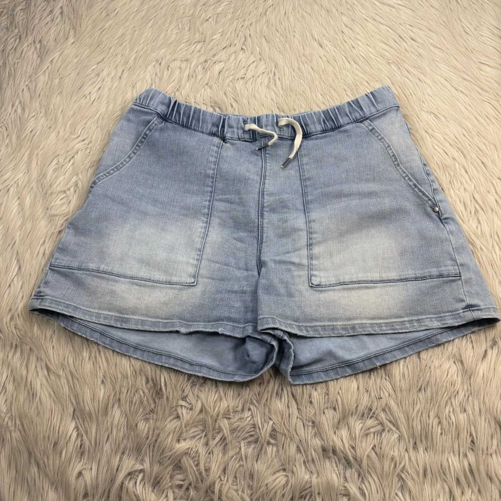 DU?ER Women's M Light Wash Performance Denim Harbour Short Utility Coastal